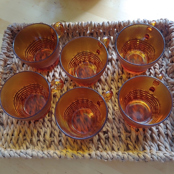 Duralex France Amber Glass Tea Coffee Cups Vintage - Picture 3 of 9